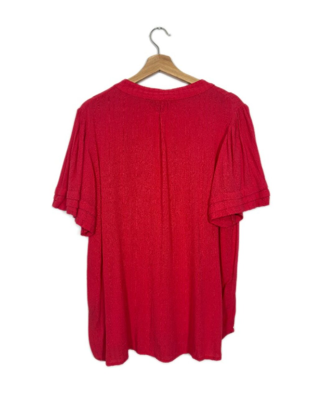 Well Worn Women's Flutter Sleeve Top Blouse Large Split Neck Business Casual - Picture 2 of 7